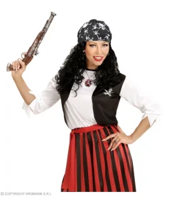 WIDMANN Bandana Pirate Noir Et Blanc, Tête De Mort -Halloween Soldes Boutique bandana pirate noir et blanc tete de mort 3