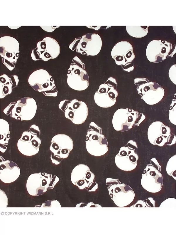 WIDMANN Bandana Tête De Mort Noir Et Blanc - 55x55 Cm - 100% Cotton 2 WIDMANN Bandana Tête De Mort Noir Et Blanc - 55x55 Cm - 100% Cotton – Image 2