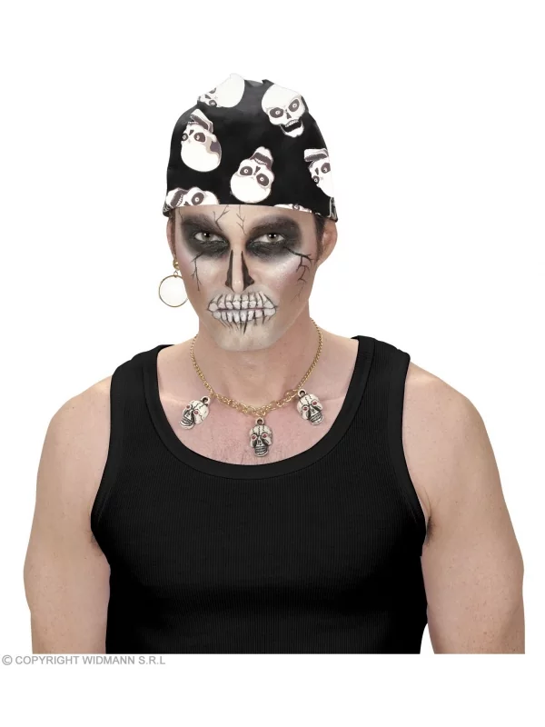 WIDMANN Bandana Tête De Mort Noir Et Blanc - 55x55 Cm - 100% Cotton 3 WIDMANN Bandana Tête De Mort Noir Et Blanc - 55x55 Cm - 100% Cotton – Image 3