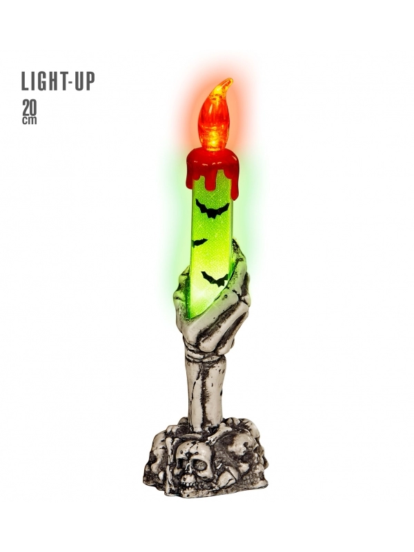 WIDMANN Bougeoir Halloween, Main De Squelette Avec Lumière 1 WIDMANN Bougeoir Halloween, Main De Squelette Avec Lumière