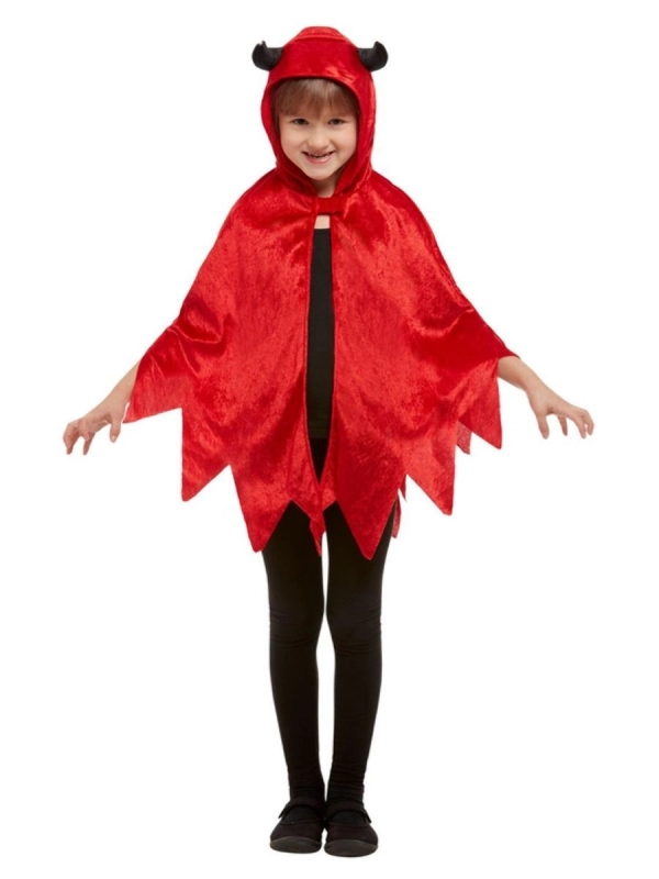Smiffys Cape Diable Rouge Avec Cornes, Enfant Aspect Velours 1 Smiffys Cape Diable Rouge Avec Cornes, Enfant Aspect Velours