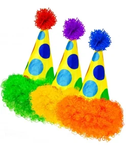 WIDMANN Chapeau De Clown Avec Perruque Frisée 3 Coul. Ass