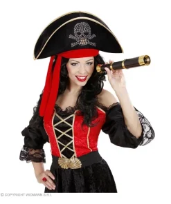 WIDMANN Chapeau Pirate Adulte Mixte (en Velours Noir Et Bandeau Rouge) -Halloween Soldes Boutique chapeau pirate adulte mixte en velours noir et bandeau rouge 2