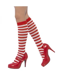 Smiffys Chaussettes Hautes Rayées Rouge Et Blanc