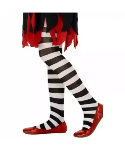 Smiffys Collants Sorcière Enfant Blanc/noir 6/12 Ans