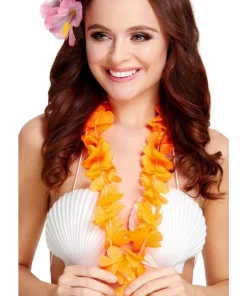 Smiffys Collier Hawaïen Orange Fluo