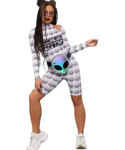 Smiffys Combinaison Moulante Motif Alien Femme - Fever