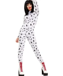 Smiffys Combinaison Pantalon Blanche, Imprimé Insectes Noires Pour Femme