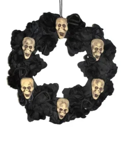 ESPA - Funny Fashion Déco De Porte Halloween Avec roses Et Crânes Noirs