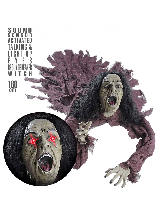 WIDMANN Décoration D'Halloween : Sorcière Animée De 160 Cm Avec Sons Et Lumières 2 WIDMANN Décoration D'Halloween : Sorcière Animée De 160 Cm Avec Sons Et Lumières – Image 2