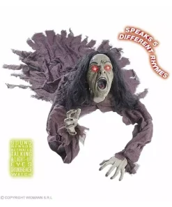 WIDMANN Décoration D'Halloween : Sorcière Animée De 160 Cm Avec Sons Et Lumières