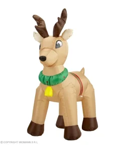 WIDMANN Décoration Renne De Noël Gonflable, Lumineux Avec Ventilateur - 122 Cm -