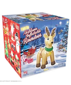 WIDMANN Décoration Renne De Noël Gonflable, Lumineux Avec Ventilateur - 122 Cm - -Halloween Soldes Boutique decoration renne de noel gonflable lumineux avec ventilateur 122 cm 1 2