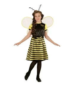 WIDMANN Déguisement Abeille Fille Jaune Et Noir (robe, Jupon, Ceinture à Noeud, Ailes, Antennes)