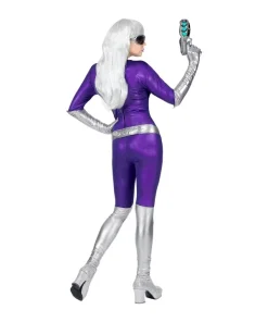 WIDMANN Déguisement Alien Femme Violet Et Argent (combinaison, Ceinture, Gants) -Halloween Soldes Boutique deguisement alien femme violet et argent combinaison ceinture gants 2
