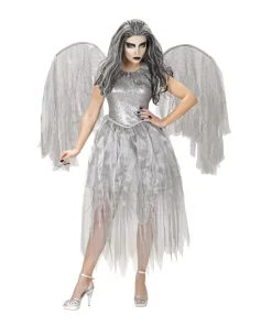 WIDMANN Déguisement Ange Sombre, Femme, Gris (robe, Ailes)