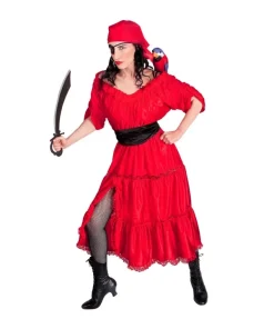 WIDMANN Déguisement Corsaire Femme Rouge (robe, Ceinture, Bandana, Cache-oeil)