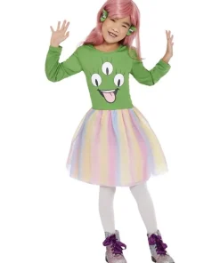 Smiffys Déguisement D'extra-terrestre, Vert, Fille (robe Et Pinces à Cheveux)