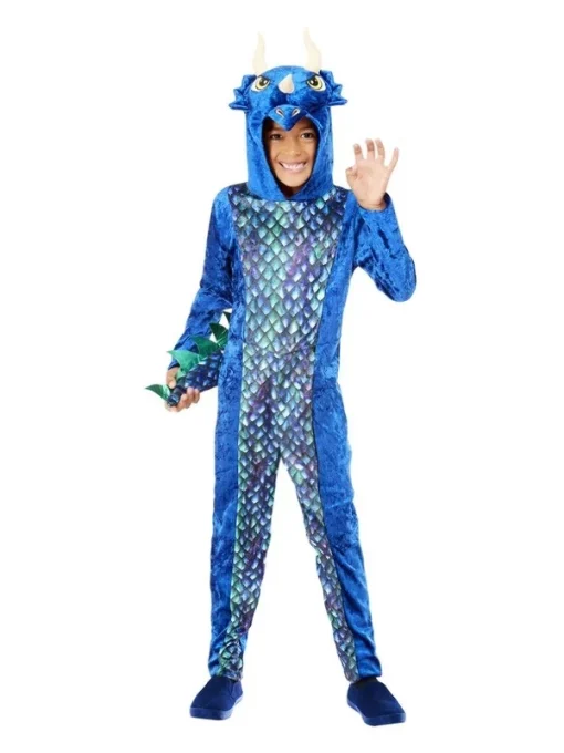 Smiffys Déguisement De Dinosaure Bleu (combinaison Avec Capuche) -Halloween Soldes Boutique deguisement de dinosaure bleu combinaison avec capuche