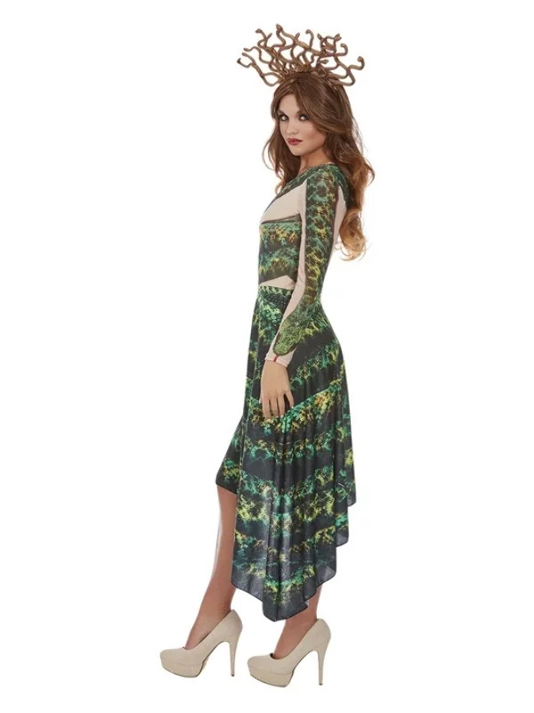 Smiffys Déguisement De Femme Méduse, Vert, (robe Asymétrique évasée Et Serre-tête à Tentacules) 2 Smiffys Déguisement De Femme Méduse, Vert, (robe Asymétrique évasée Et Serre-tête à Tentacules) – Image 2