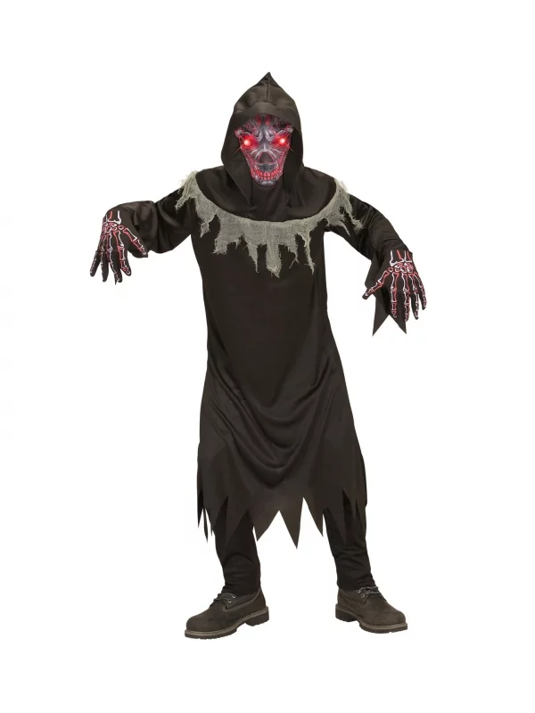 WIDMANN Déguisement Démon Noir Et Gris, Enfant (tunique, Gants, Masque Avec Yeux Effets Lumineux) 2 WIDMANN Déguisement Démon Noir Et Gris, Enfant (tunique, Gants, Masque Avec Yeux Effets Lumineux) – Image 2