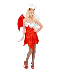 WIDMANN Déguisement Diablesse Rouge Et Blanc (robe, Ailes, Serre-tête)