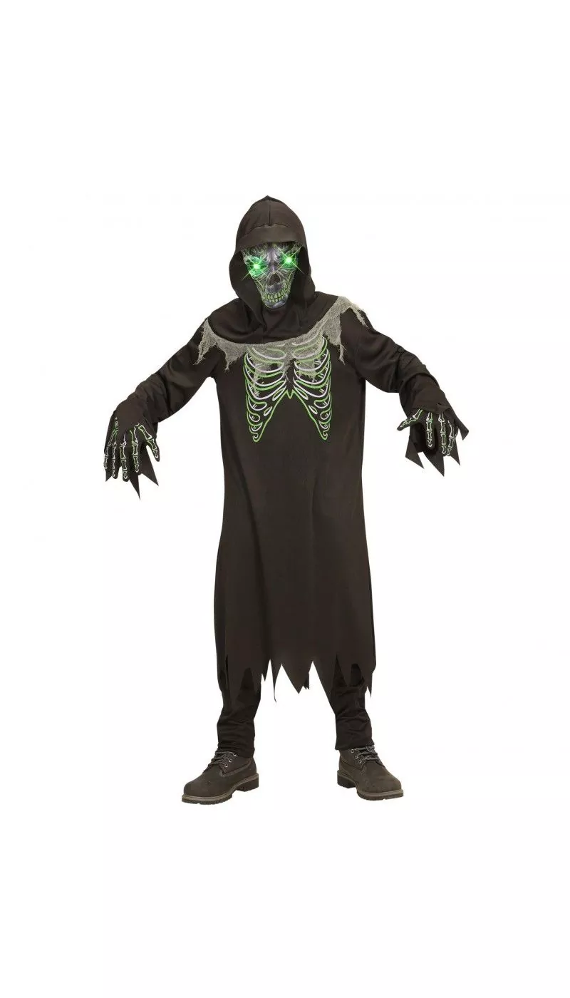 WIDMANN Déguisement Faucheuse De La Mort Enfant (tunique, Gants, Masque Avec Yeux Effets Lumineux) 2 WIDMANN Déguisement Faucheuse De La Mort Enfant (tunique, Gants, Masque Avec Yeux Effets Lumineux) – Image 2