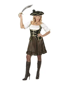 WIDMANN Déguisement Femme Pirate, Capitaine (robe Avec Corset, Chapeau Avec Plumes)