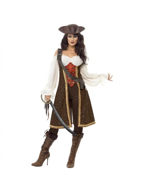 Smiffys Déguisement Femme Pirate De Haute Mer (robe, Pantalon Et Baudrier) 1 Smiffys Déguisement Femme Pirate De Haute Mer (robe, Pantalon Et Baudrier)