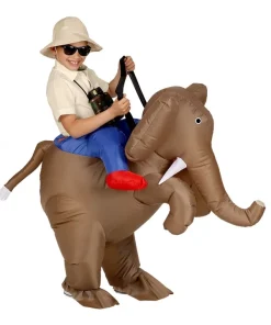 WIDMANN Déguisement Gonflable Explorateur à Dos D'Éléphant Enfant (avec Ventilateur Et Chapeau)