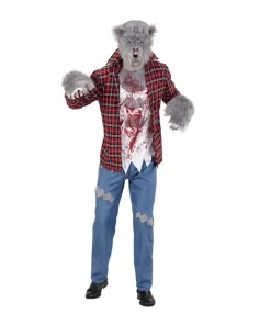 WIDMANN Déguisement Loup-garou Homme, Rouge (chemise Avec T-shirt, Pantalon, Gants, Masque) -Halloween Soldes Boutique deguisement loup garou homme rouge chemise avec t shirt pantalon gants masque 2