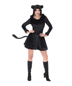 WIDMANN Déguisement Panthère Noire Femme Sexy (robe, Queue, Capuche) -Halloween Soldes Boutique deguisement panthere noire femme sexy robe queue capuche 2