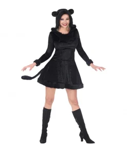 WIDMANN Déguisement Panthère Noire Femme Sexy (robe, Queue, Capuche)