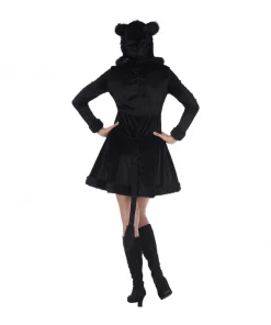 WIDMANN Déguisement Panthère Noire Femme Sexy (robe, Queue, Capuche) -Halloween Soldes Boutique deguisement panthere noire femme sexy robe queue capuche 3