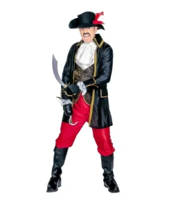 WIDMANN Déguisement Pirate Boucanier Homme (par Dessus, Veste, Gilet, Jabot, Pantalon, Sur-bottes, Chapeau Avec Plume) -Halloween Soldes Boutique deguisement pirate boucanier homme par dessus veste gilet jabot pantalon sur bottes chapeau avec plume 2