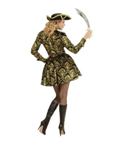 WIDMANN Déguisement Pirate Femme (veste à Motif Jacquard Noir Et Or Avec Top) -Halloween Soldes Boutique deguisement pirate femme veste a motif jacquard noir et or avec top 2