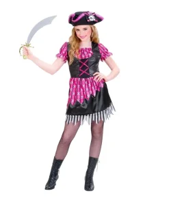 WIDMANN Déguisement Pirate Fille Rose Et Noir (robe Et Tricorne)