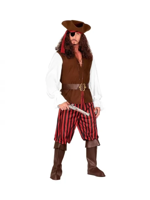 WIDMANN Déguisement Pirate Homme (chemise Avec Gilet, Ceinture, Sur-bottes, Bandeau, Chapeau, Cache Oeil) -Halloween Soldes Boutique deguisement pirate homme chemise avec gilet ceinture sur bottes bandeau chapeau cache oeil