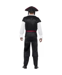 Smiffys Déguisement Pirate Homme Noir ( Haut, Pantalon, Ceinture Et Tricorne Avec Cheveux) -Halloween Soldes Boutique deguisement pirate homme noir haut pantalon ceinture et tricorne avec cheveux 2