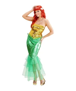 WIDMANN Déguisement Sirène Femme Jaune Et Vert (robe) -Halloween Soldes Boutique deguisement sirene femme jaune et vert robe 1