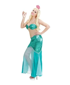 WIDMANN Déguisement Sirène Femme (robe Avec Collier De Perles, Serre-tête Avec Perles) -Halloween Soldes Boutique deguisement sirene femme robe avec collier de perles serre tete avec perles 2