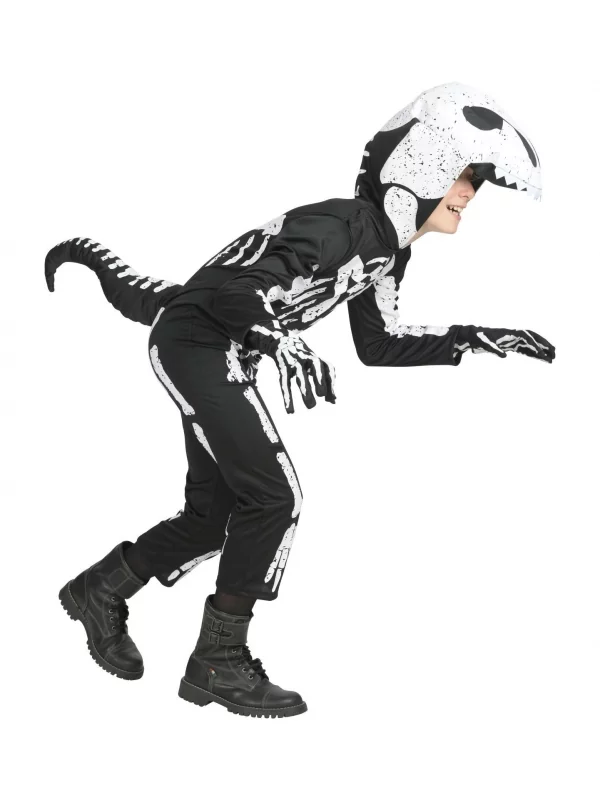 WIDMANN Déguisement Squelette T-rex Enfant (costume Avec Capuche/masque) 2 WIDMANN Déguisement Squelette T-rex Enfant (costume Avec Capuche/masque) – Image 2