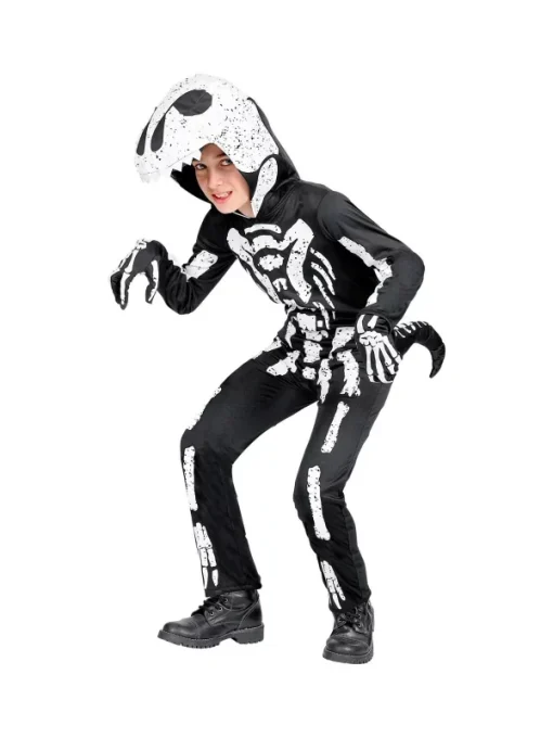 WIDMANN Déguisement Squelette T-rex Enfant (costume Avec Capuche/masque) 2 WIDMANN Déguisement Squelette T-rex Enfant (costume Avec Capuche/masque) -Halloween Soldes Boutique deguisement squelette t rex enfant costume avec capuche masque