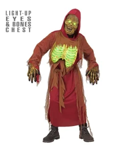 WIDMANN Déguisement Squelette Zombie Enfant (tunique à Capuche, Ceinture, Masque Et Torse Lumineux)