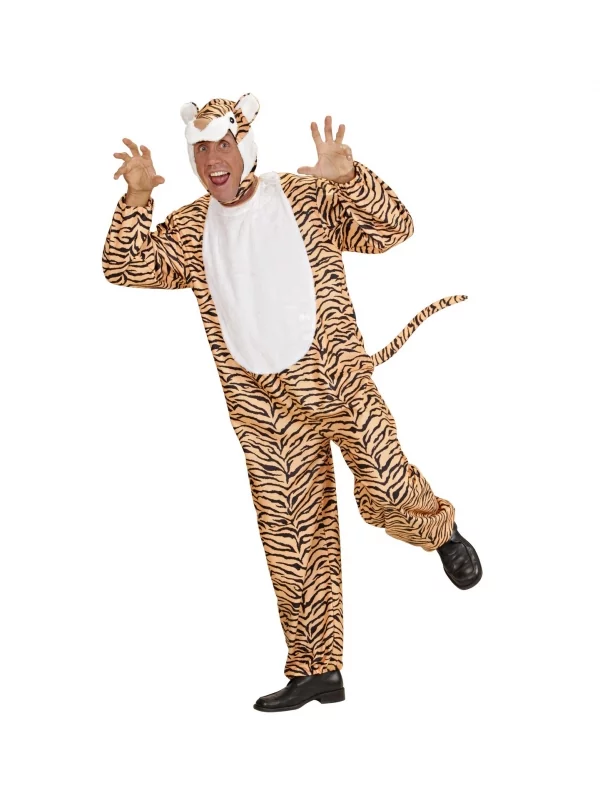 WIDMANN Déguisement Tigre Peluche Adulte (combinaison Avec Capuche/masque) 2 WIDMANN Déguisement Tigre Peluche Adulte (combinaison Avec Capuche/masque) – Image 2