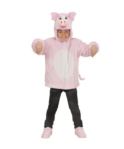 WIDMANN Déguisement Veste Peluche à Capuche Avec Tête Du Petit Cochon Rose
