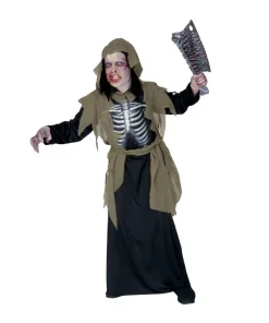 WIDMANN Déguisement Zombie Garçon (tunique Avec Capuche, Buste Holographique Avec Os, Ceinture)