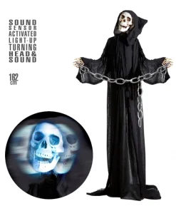 WIDMANN Faucheuse Animée Avec Tête Tournante, Sonore Et Lumineuse Pour Halloween