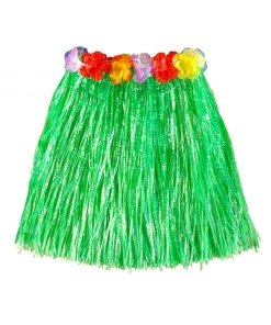 WIDMANN Jupe Hawaïenne Femme Verte Avec Fleurs (45cm) -Halloween Soldes Boutique jupe hawaienne femme verte avec fleurs 45cm 2