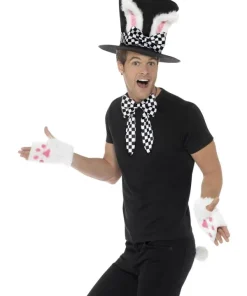 Smiffys Kit Lapin Noir Et Blanc (haut De Forme Avec Oreilles De Lapin, Gants, Noeud-papillon Et Queue) -Halloween Soldes Boutique kit lapin noir et blanc haut de forme avec oreilles de lapin gants noeud papillon et queue 1